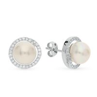 Elegant Romantic Round White Gold Plated Pearl Beads Sterling Silver Wholesale Rings Earrings Necklace sku image 2