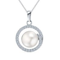 Elegant Romantic Round White Gold Plated Pearl Beads Sterling Silver Wholesale Rings Earrings Necklace sku image 1