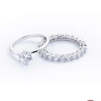 Sterling Silver White Gold Plated Elegant Romantic Shiny Plating Inlay Round Zircon Rings main image 3