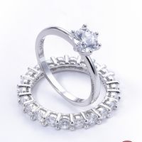 Sterling Silver White Gold Plated Elegant Romantic Shiny Plating Inlay Round Zircon Rings main image 1