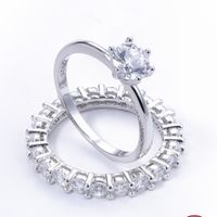 Sterling Silver White Gold Plated Elegant Romantic Shiny Plating Inlay Round Zircon Rings main image 6