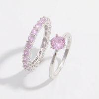 Sterling Silver White Gold Plated Elegant Romantic Shiny Plating Inlay Round Zircon Rings main image 5