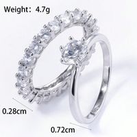 Sterling Silver White Gold Plated Elegant Romantic Shiny Plating Inlay Round Zircon Rings sku image 1