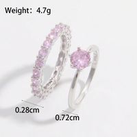 Sterling Silver White Gold Plated Elegant Romantic Shiny Plating Inlay Round Zircon Rings sku image 4