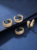 Copper Casual Elegant Shiny Plating Inlay Geometric Zircon Open Rings main image 1