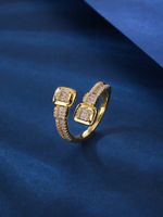 Copper Casual Elegant Shiny Plating Inlay Geometric Zircon Open Rings main image 6