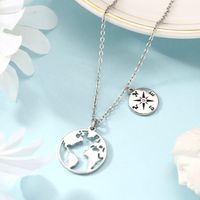 Wholesale Casual Classic Style Round Map Compass Copper Hollow Out Pendant Necklace main image 5