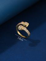 Kupfer Lässig Elegant Glänzend Überzug Inlay Geometrisch Zirkon Offener Ring sku image 3