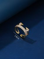 Copper Casual Elegant Shiny Plating Inlay Geometric Zircon Open Rings sku image 4