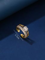 Copper Casual Elegant Shiny Plating Inlay Geometric Zircon Open Rings sku image 2