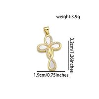 IG Style Simple Style Cross Heart Shape 18K Gold Plated Pearl Shell Zircon Copper Wholesale Jewelry Accessories main image 3