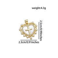 IG Style Simple Style Cross Heart Shape 18K Gold Plated Pearl Shell Zircon Copper Wholesale Jewelry Accessories main image 7