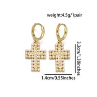 1 Pair Elegant Basic Lady Cross Star Butterfly Inlay Copper Artificial Pearls Zircon 18K Gold Plated Drop Earrings main image 5