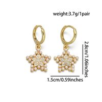 1 Pair Elegant Basic Lady Cross Star Butterfly Inlay Copper Artificial Pearls Zircon 18K Gold Plated Drop Earrings main image 3