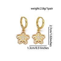 1 Pair Elegant Basic Lady Cross Star Butterfly Inlay Copper Artificial Pearls Zircon 18K Gold Plated Drop Earrings main image 7