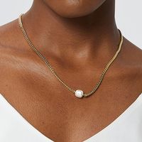 Copper 18K Gold Plated Simple Style Pearl Inlay Heart Shape Solid Color Zircon Necklace main image 5