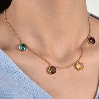 Copper 18K Gold Plated Simple Style Pearl Inlay Heart Shape Solid Color Zircon Necklace main image 6