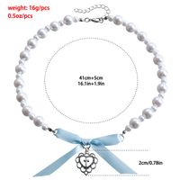 Wholesale Jewelry Elegant Lady Heart Shape Bow Knot Arylic Alloy Plastic Pendant Necklace main image 2