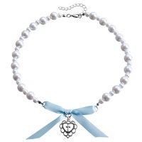 Wholesale Jewelry Elegant Lady Heart Shape Bow Knot Arylic Alloy Plastic Pendant Necklace sku image 2
