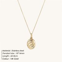 304 Stainless Steel 316 Stainless Steel  14K Gold Plated Retro Commute Oval Pendant Necklace sku image 2