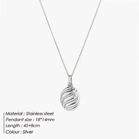 304 Stainless Steel 316 Stainless Steel  14K Gold Plated Retro Commute Oval Pendant Necklace sku image 1