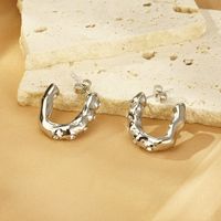 1 Pair Vintage Style Simple Style C Shape Hollow Out Inlay 304 Stainless Steel Zircon 18K Gold Plated Ear Studs main image 7