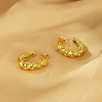 1 Pair Vintage Style Simple Style C Shape Hollow Out Inlay 304 Stainless Steel Zircon 18K Gold Plated Ear Studs main image 6