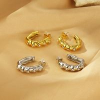 1 Pair Vintage Style Simple Style C Shape Hollow Out Inlay 304 Stainless Steel Zircon 18K Gold Plated Ear Studs main image 4