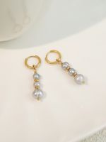 1 Pair Elegant Classic Style Geometric Beaded Freshwater Pearl Copper Drop Earrings main image 4