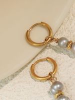 1 Pair Elegant Classic Style Geometric Beaded Freshwater Pearl Copper Drop Earrings main image 5