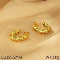 1 Paire Style Vintage Style Simple Forme C Évider Incruster Acier Inoxydable 304 Zircon Plaqué Or 18K Boucles D'Oreilles sku image 2