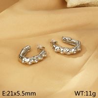 1 Pair Vintage Style Simple Style C Shape Hollow Out Inlay 304 Stainless Steel Zircon 18K Gold Plated Ear Studs sku image 1