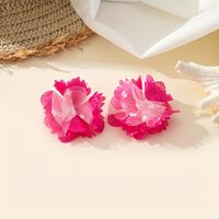 1 Paire Mignon Dame Fleur Chiffon Boucles D'Oreilles main image 4