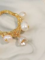 1 Pair Cute Vacation Modern Style C Shape Pearl Copper 18K Gold Plated Ear Studs main image 6