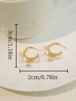 1 Pair Cute Vacation Modern Style C Shape Pearl Copper 18K Gold Plated Ear Studs main image 2