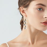 1 Pair Elegant Sweet Shiny Flower Copper Drop Earrings main image 4
