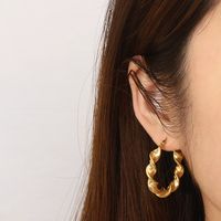 1 Pair Vintage Style Simple Style Spiral Irregular Inlay 304 Stainless Steel Zircon 18K Gold Plated Earrings main image 10