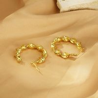 1 Pair Vintage Style Simple Style Spiral Irregular Inlay 304 Stainless Steel Zircon 18K Gold Plated Earrings main image 6