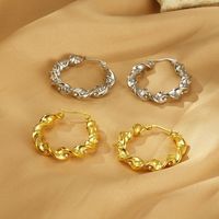 1 Pair Vintage Style Simple Style Spiral Irregular Inlay 304 Stainless Steel Zircon 18K Gold Plated Earrings main image 3