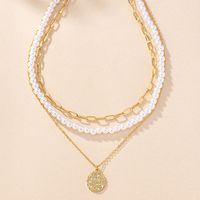 Wholesale Jewelry Elegant Classic Style Round Plastic Zinc Alloy Beaded Layered Necklaces sku image 1
