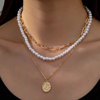 Wholesale Jewelry Elegant Classic Style Round Plastic Zinc Alloy Beaded Layered Necklaces main image 1
