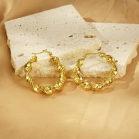 1 Pair Vintage Style Simple Style Spiral Irregular Inlay 304 Stainless Steel Zircon 18K Gold Plated Earrings main image 4