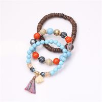 Wholesale Jewelry Casual Elephant Wooden Beads Beaded Tassel Bracelets sku image 1