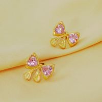 1 Pair Simple Style Classic Style Bow Knot Plating Inlay 304 Stainless Steel Crystal 18K Gold Plated Ear Studs main image 1