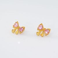 1 Pair Simple Style Classic Style Bow Knot Plating Inlay 304 Stainless Steel Crystal 18K Gold Plated Ear Studs main image 2