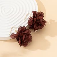 1 Pair Lady Sweet Korean Style Flower Plastic Cloth Drop Earrings main image 4