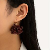 1 Pair Lady Sweet Korean Style Flower Plastic Cloth Drop Earrings main image 5