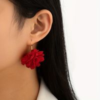 1 Pair Lady Sweet Korean Style Flower Plastic Cloth Drop Earrings main image 6