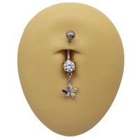 Casual Vacation Bow Knot 316 Stainless Steel  Alloy Plating Inlay Resin Rhinestones Pearl White Gold Plated Gold Plated Women's Belly Ring main image 6