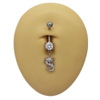 Casual Vacation Bow Knot 316 Stainless Steel  Alloy Plating Inlay Resin Rhinestones Pearl White Gold Plated Gold Plated Women's Belly Ring main image 5